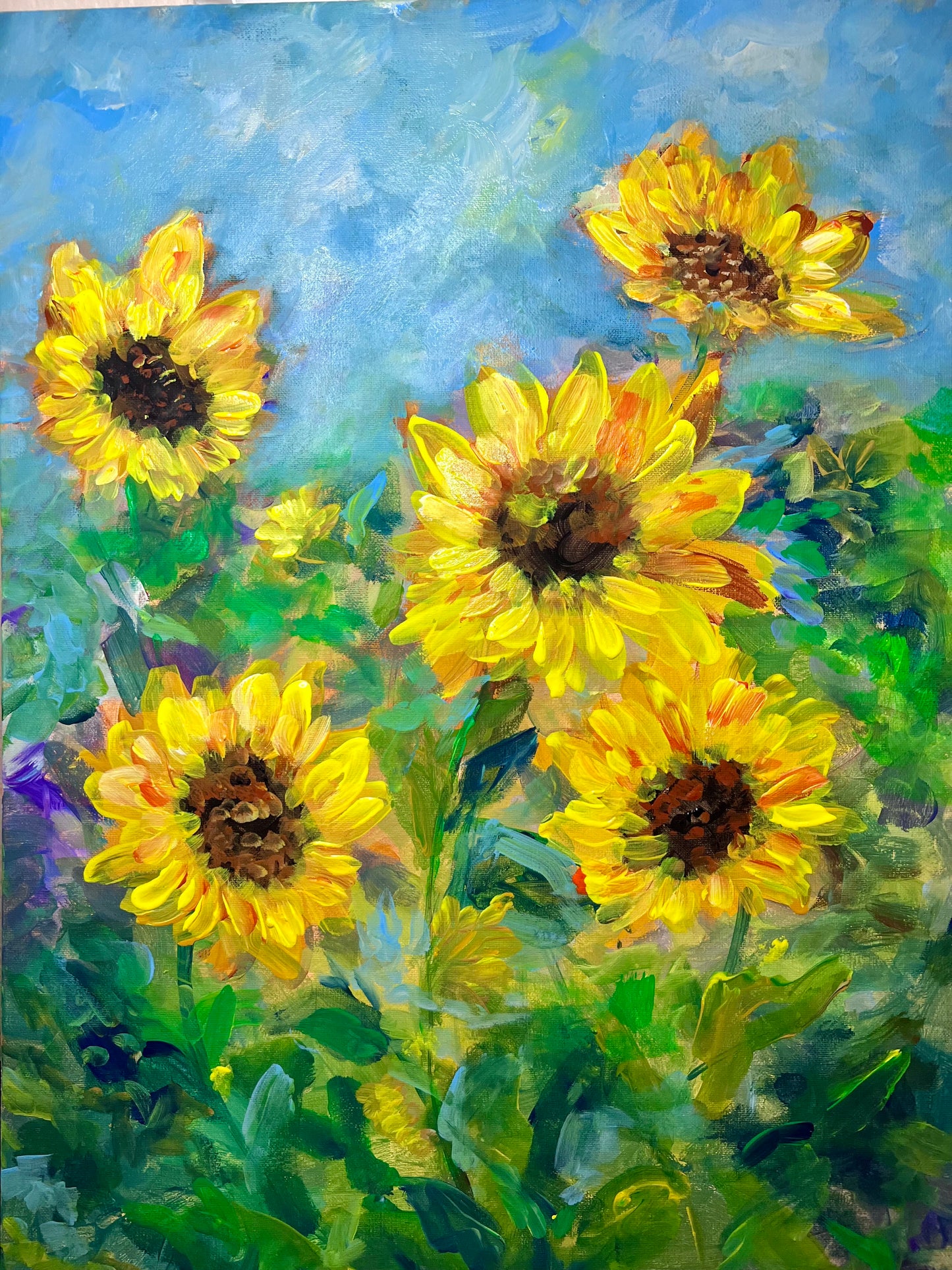 Sweet Smiling Sunflowers-Commission Only 18x24 inch
