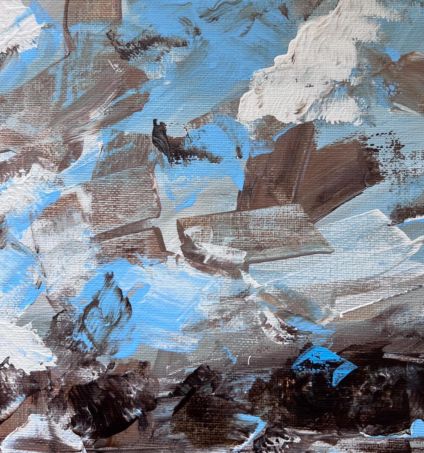 Triptych Abstract Ocean Sea Sand Beach – Original Painting by Pamela Squires