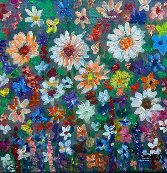Field Of Flowers Original Painting by Pamela Squires
