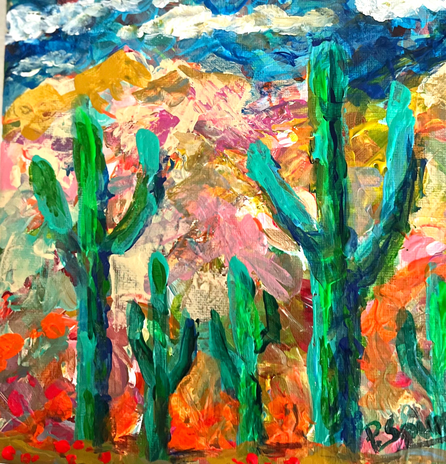 Saguaro Cactus Original Painting by Pamela Squires
