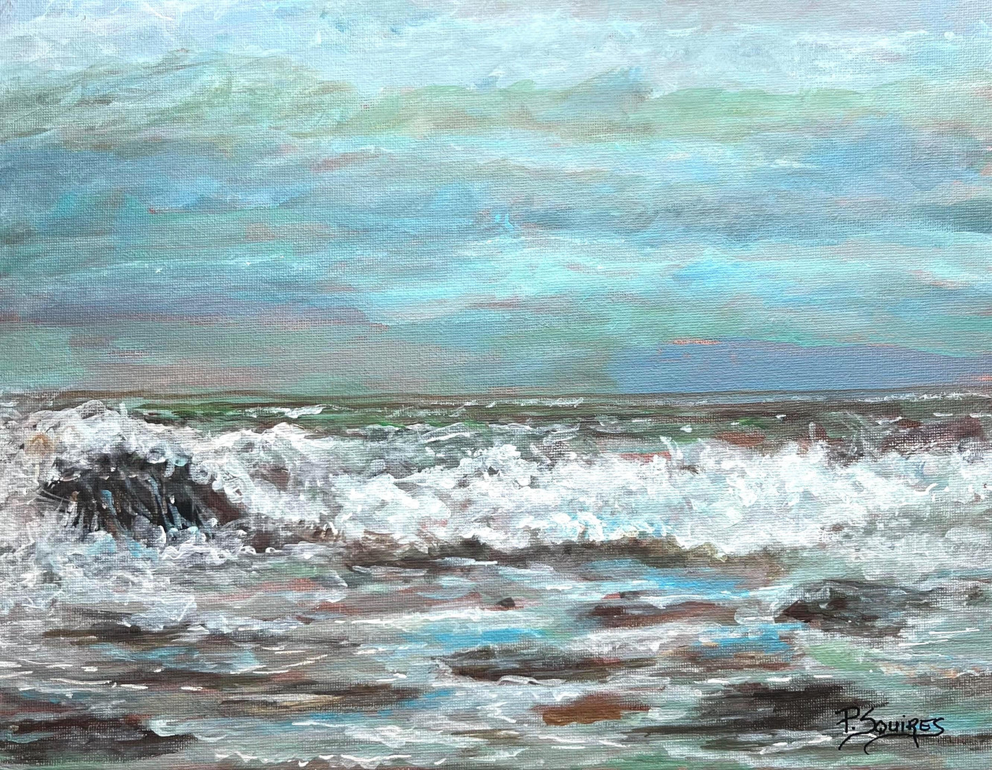Foggy Day At The Beach Original Painting by Pamela Squires