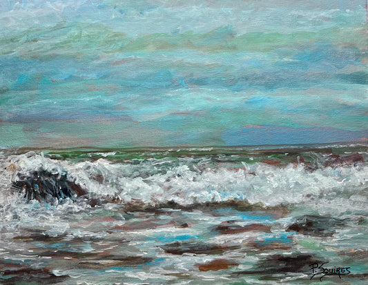 Foggy Day At The Beach Original Painting by Pamela Squires