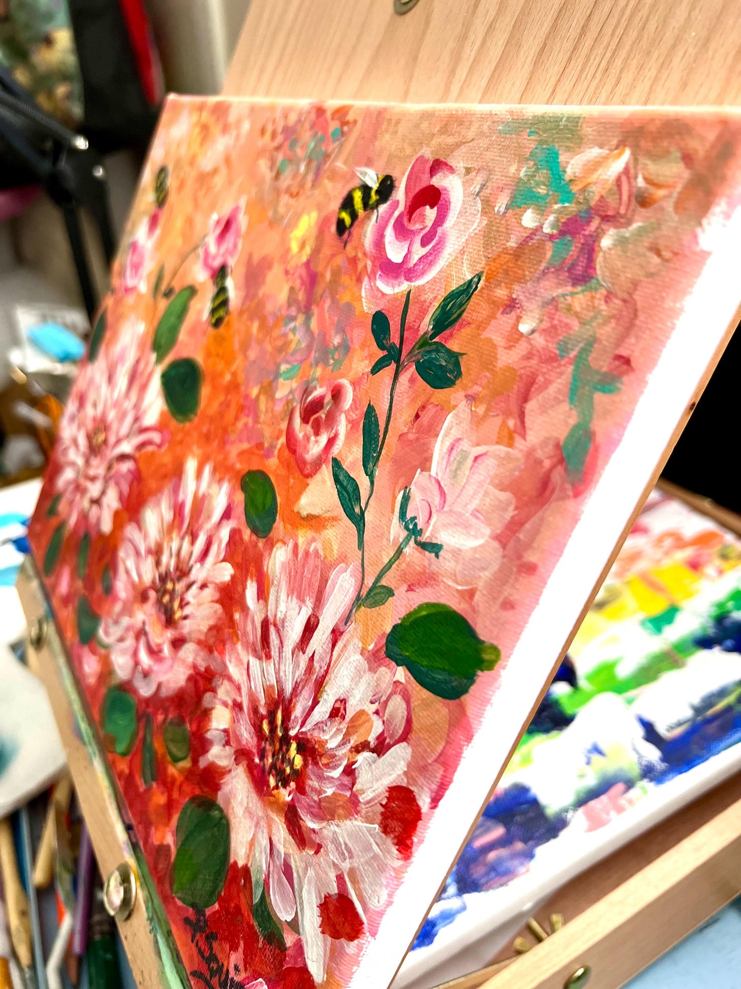 Bumble Bee Garden – Original Painting by Pamela Squires