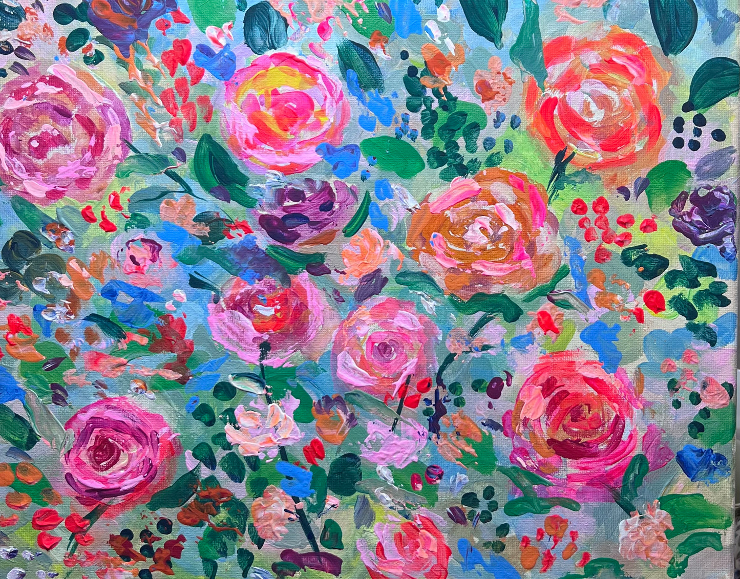 Original Acrylic Painting Pamela Squires Rosy Daze 11x14 Inches