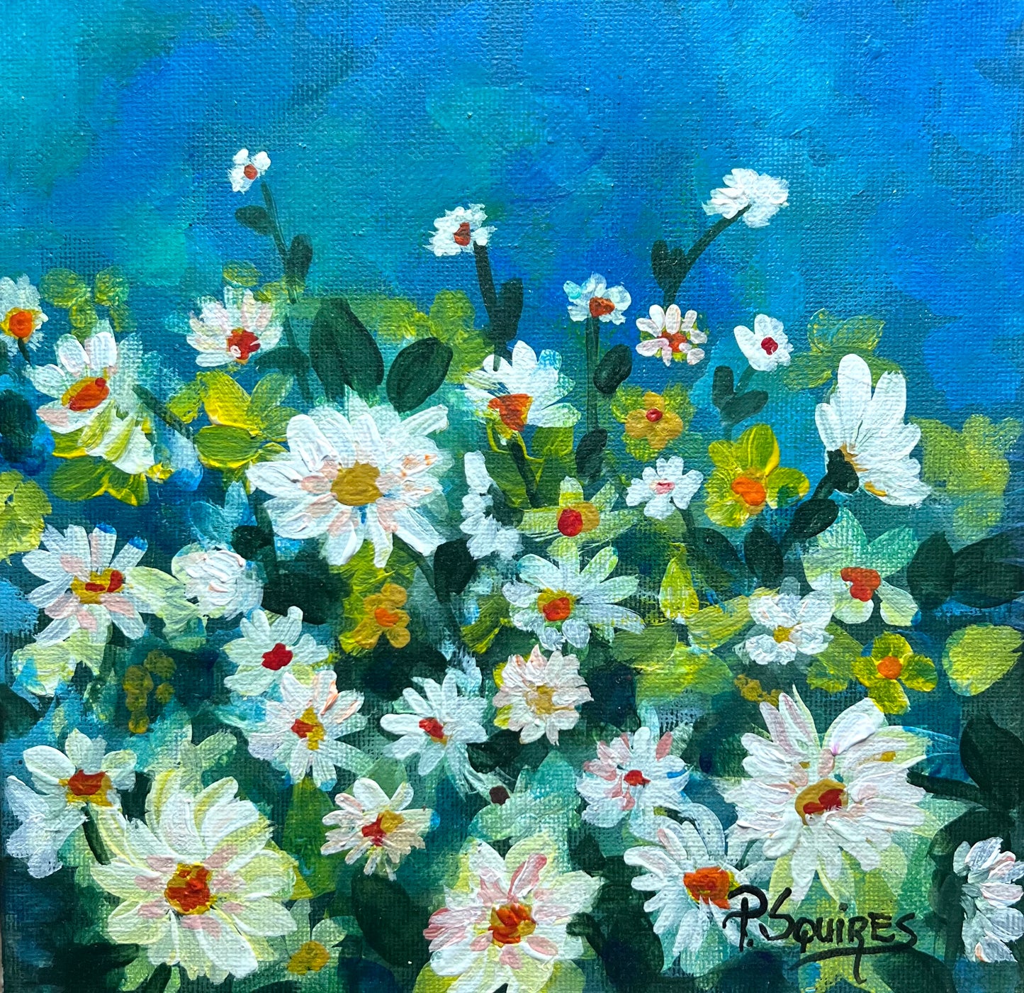 Field Of Daisies Original Painting by Pamela Squires