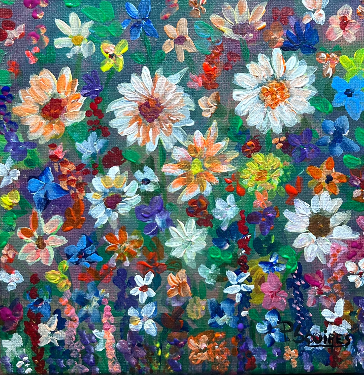 Field Of Flowers Original Painting by Pamela Squires