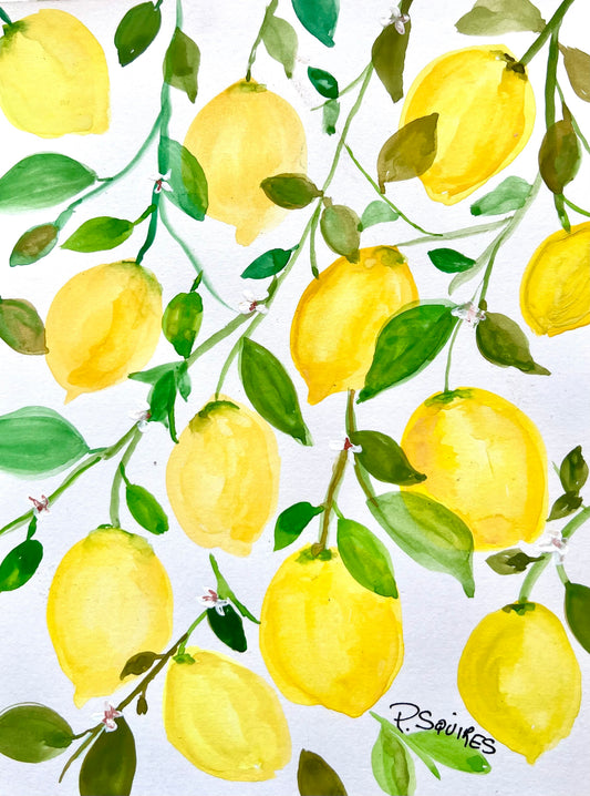 Lemon Tree Series Original Watercolor Painting by Pamela Squires
