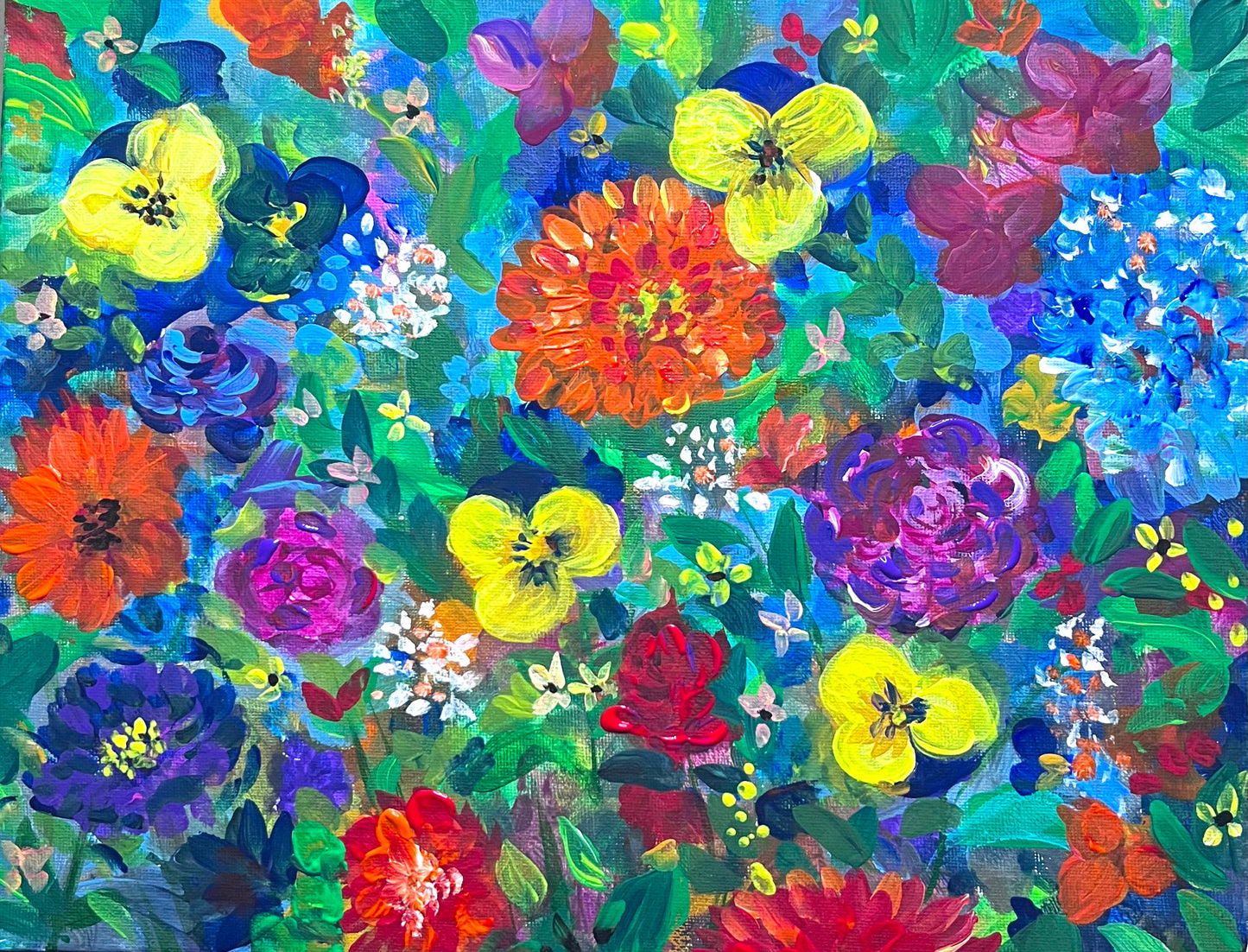 Wildflower Garden Original Painting by Pamela Squires