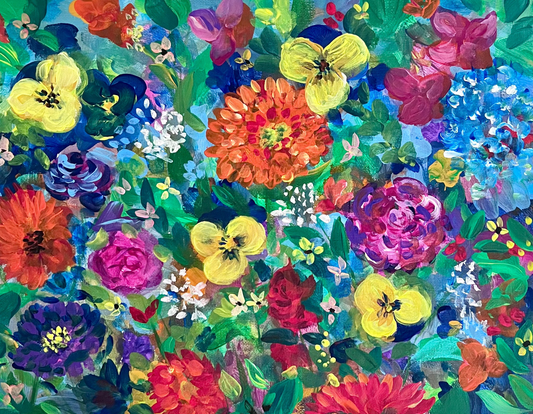 Wildflower Garden Original Painting by Pamela Squires