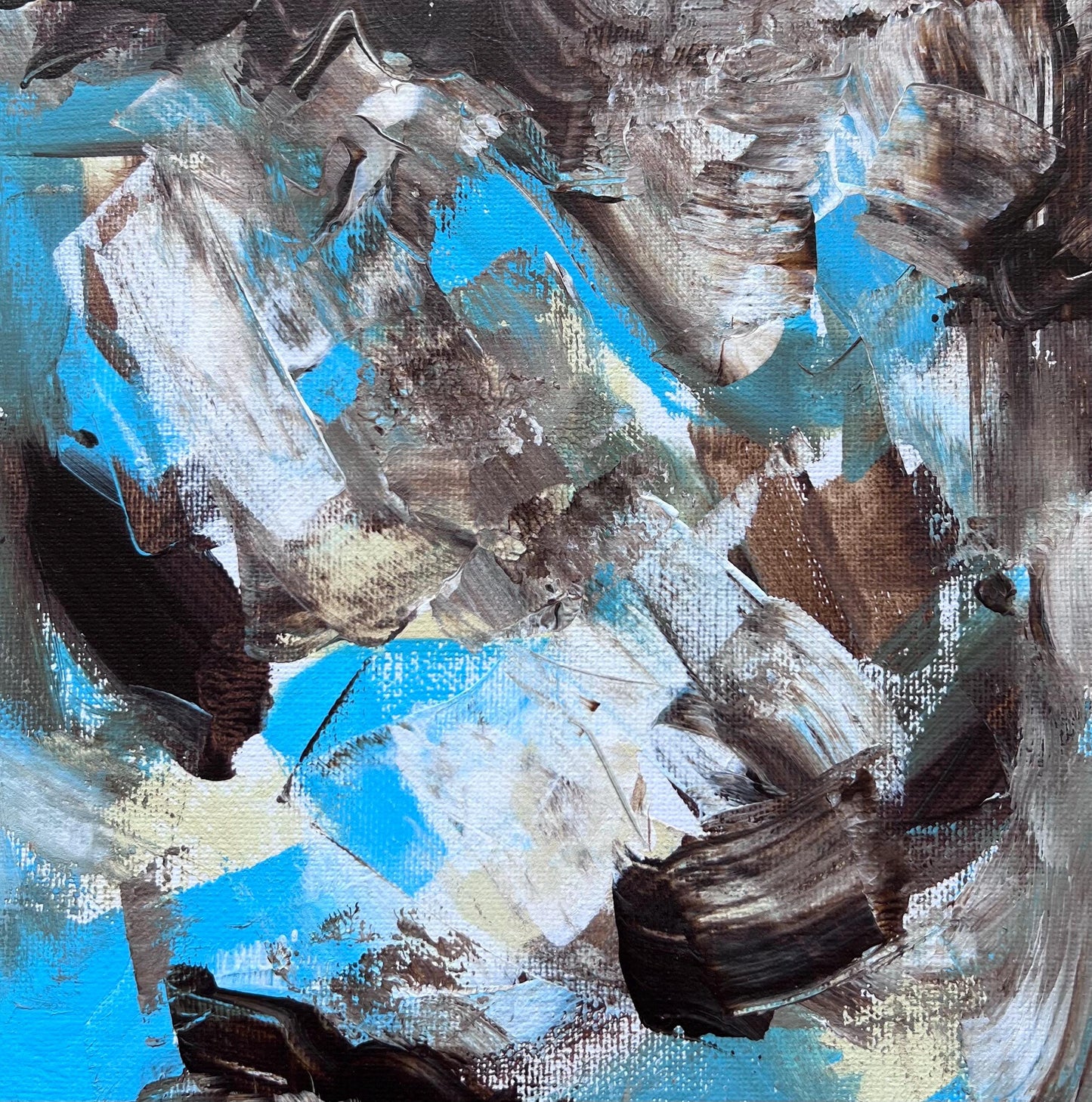 Triptych Abstract Ocean Sea Sand Beach – Original Painting by Pamela Squires