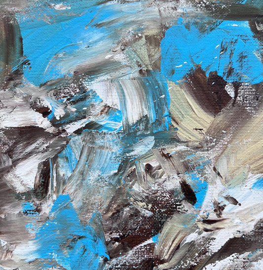 Triptych Abstract Ocean Sea Sand Beach – Original Painting by Pamela Squires